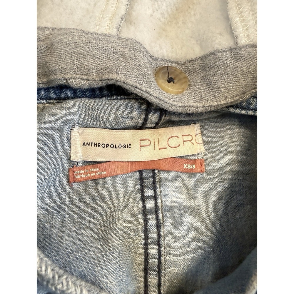 Anthropologie Pilcro Kimono Chambray Jacket XS/S Blue Hooded Oversized Boho - Picture 3 of 8